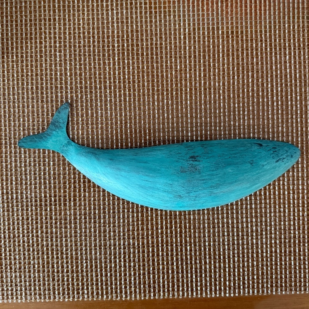 Brass Whale Catch-All Tray (12") – Brushed Brass w/ Turquoise Patina Back - Picture 3 of 7
